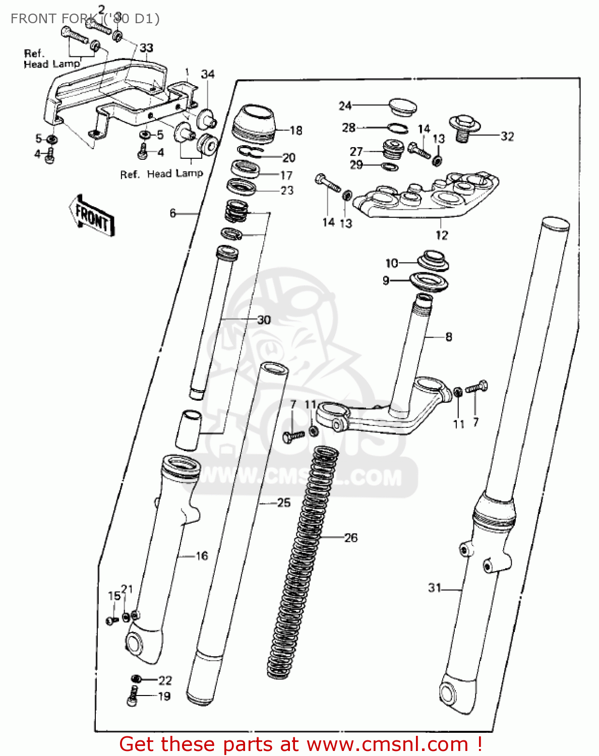 FRONT FORK ('80 D1) KZ250D2 CSR 1981 USA CANADA / MPH KPH