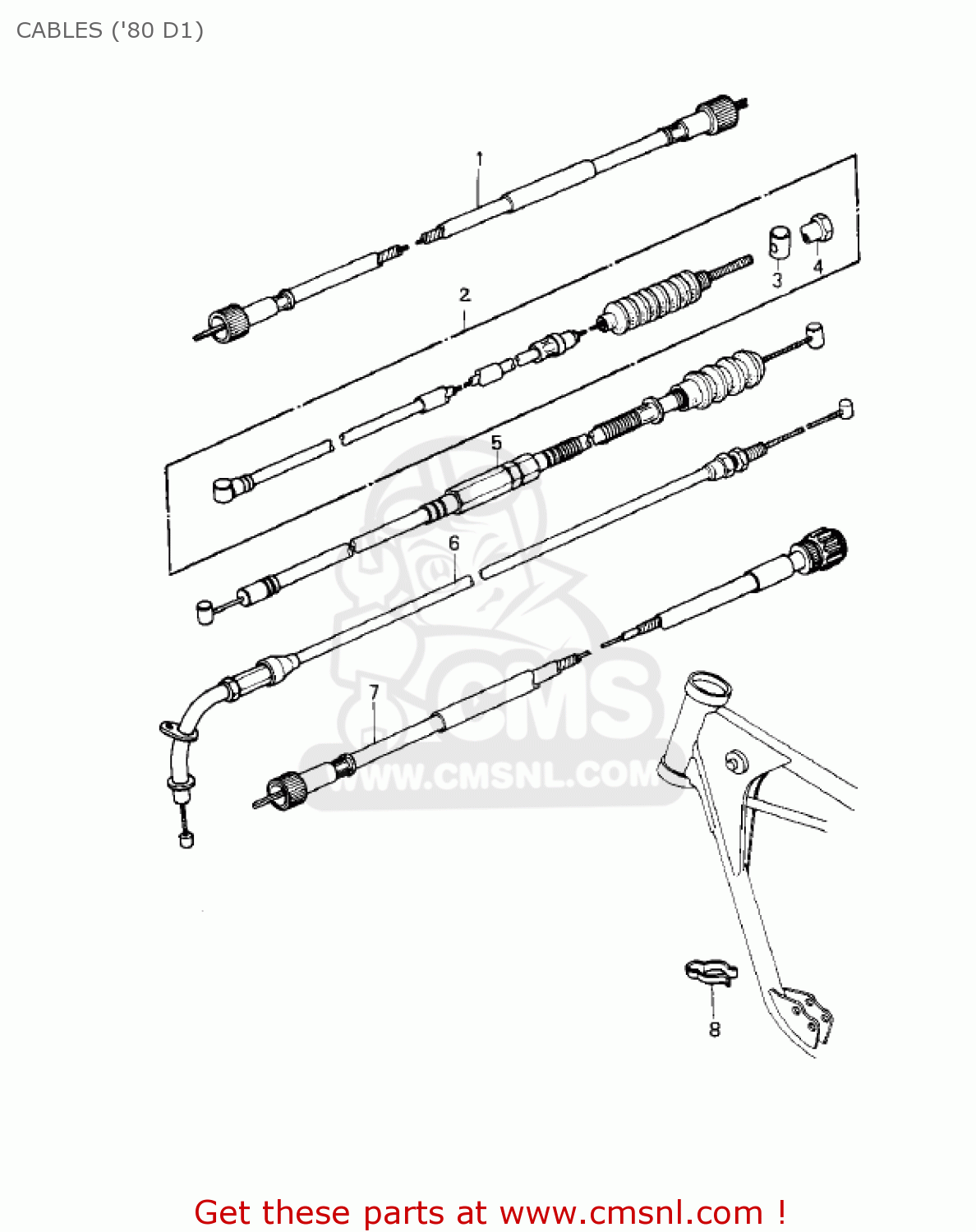 CABLES ('80 D1) KZ250D2 CSR 1981 USA CANADA / MPH KPH