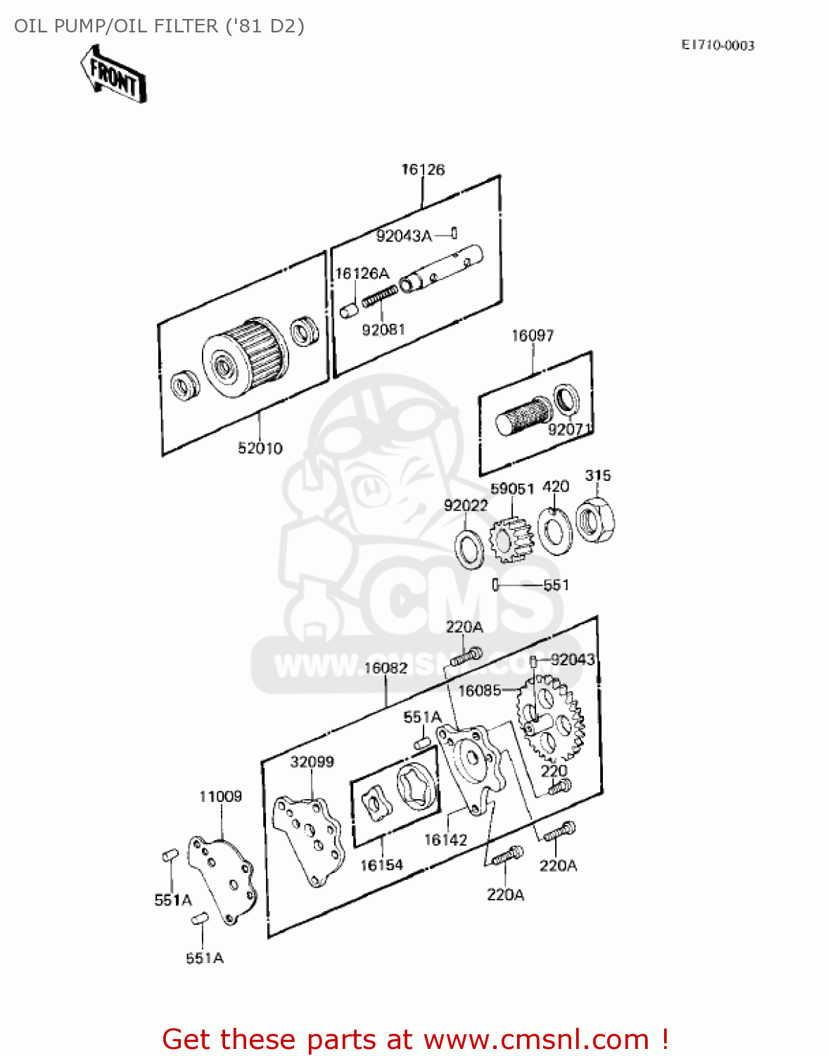 OIL PUMP/OIL FILTER ('81 D2) KZ250D2 CSR 1981 USA CANADA / MPH KPH