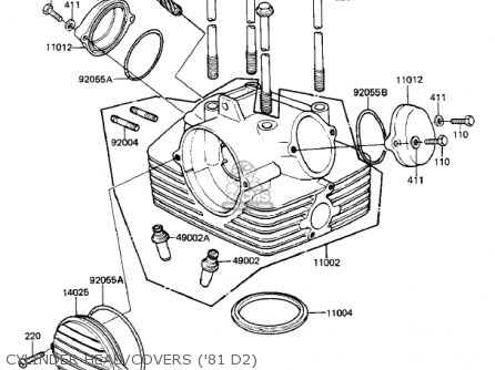 CYLINDER HEAD/COVERS ('81 D2) - KZ250D2 CSR 1981 USA CANADA / MPH KPH