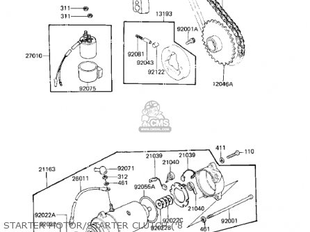 STARTER MOTOR/STARTER CLUTCH ('8 - KZ250D2 CSR 1981 USA CANADA / MPH KPH