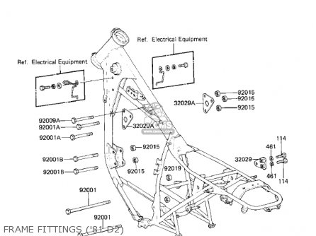 FRAME FITTINGS ('81 D2) - KZ250D2 CSR 1981 USA CANADA / MPH KPH