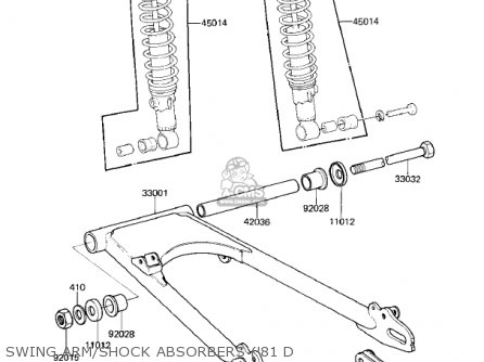 SWING ARM/SHOCK ABSORBERS ('81 D - KZ250D2 CSR 1981 USA CANADA / MPH KPH