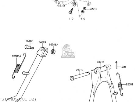 STANDS ('81 D2) - KZ250D2 CSR 1981 USA CANADA / MPH KPH