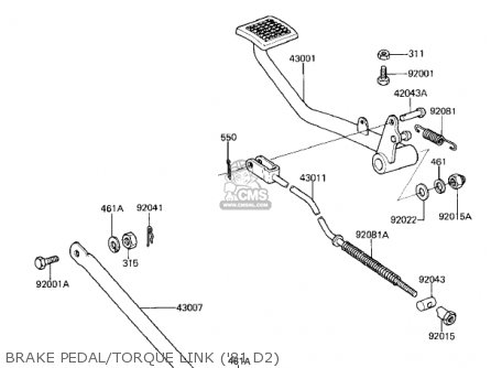 BRAKE PEDAL/TORQUE LINK ('81 D2) - KZ250D2 CSR 1981 USA CANADA / MPH KPH
