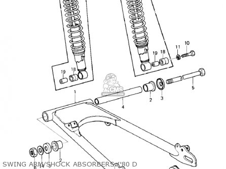 SWING ARM/SHOCK ABSORBERS ('80 D - KZ250D2 CSR 1981 USA CANADA / MPH KPH
