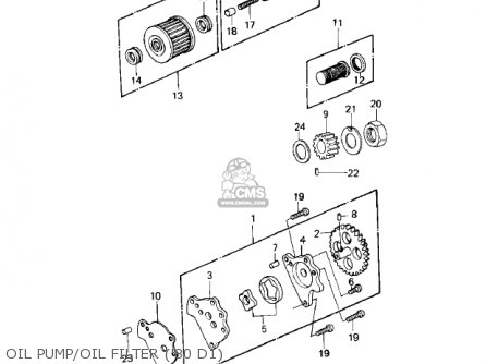 OIL PUMP/OIL FILTER ('80 D1) - KZ250D2 CSR 1981 USA CANADA / MPH KPH