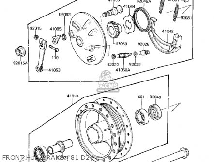 FRONT HUB/BRAKE ('81 D2) - KZ250D2 CSR 1981 USA CANADA / MPH KPH