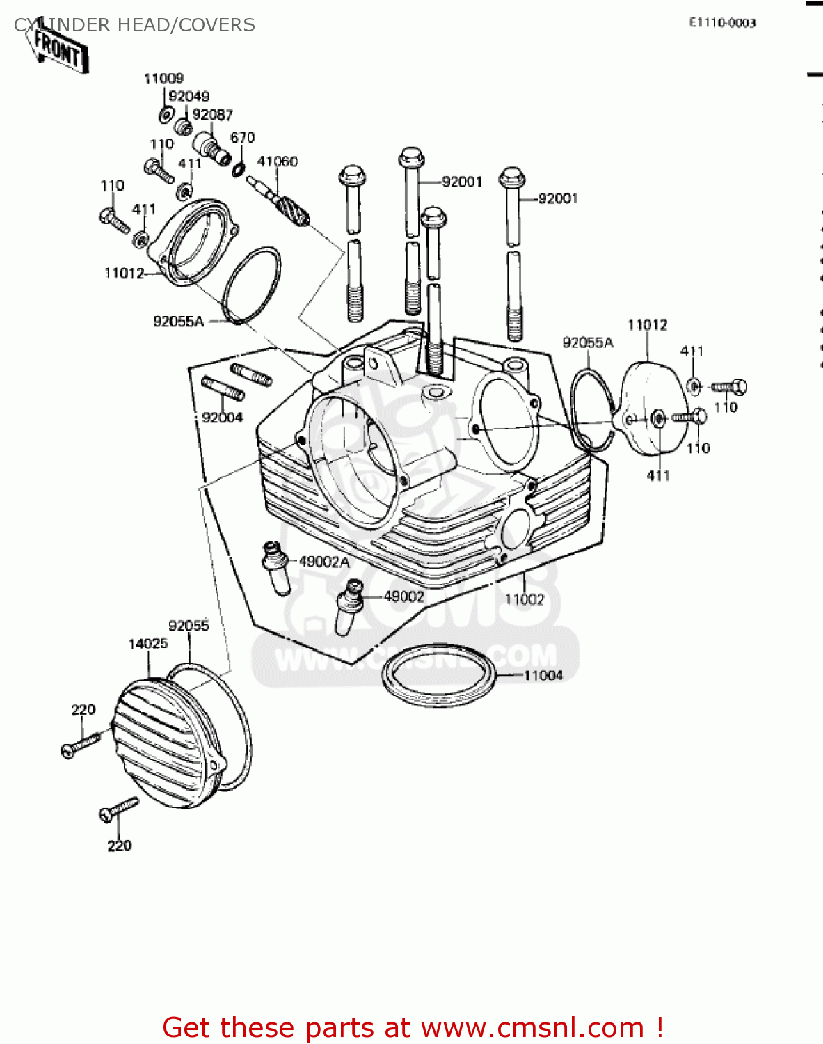 CYLINDER HEAD/COVERS KZ250L1 CSR 1982 USA BELT DRIVE