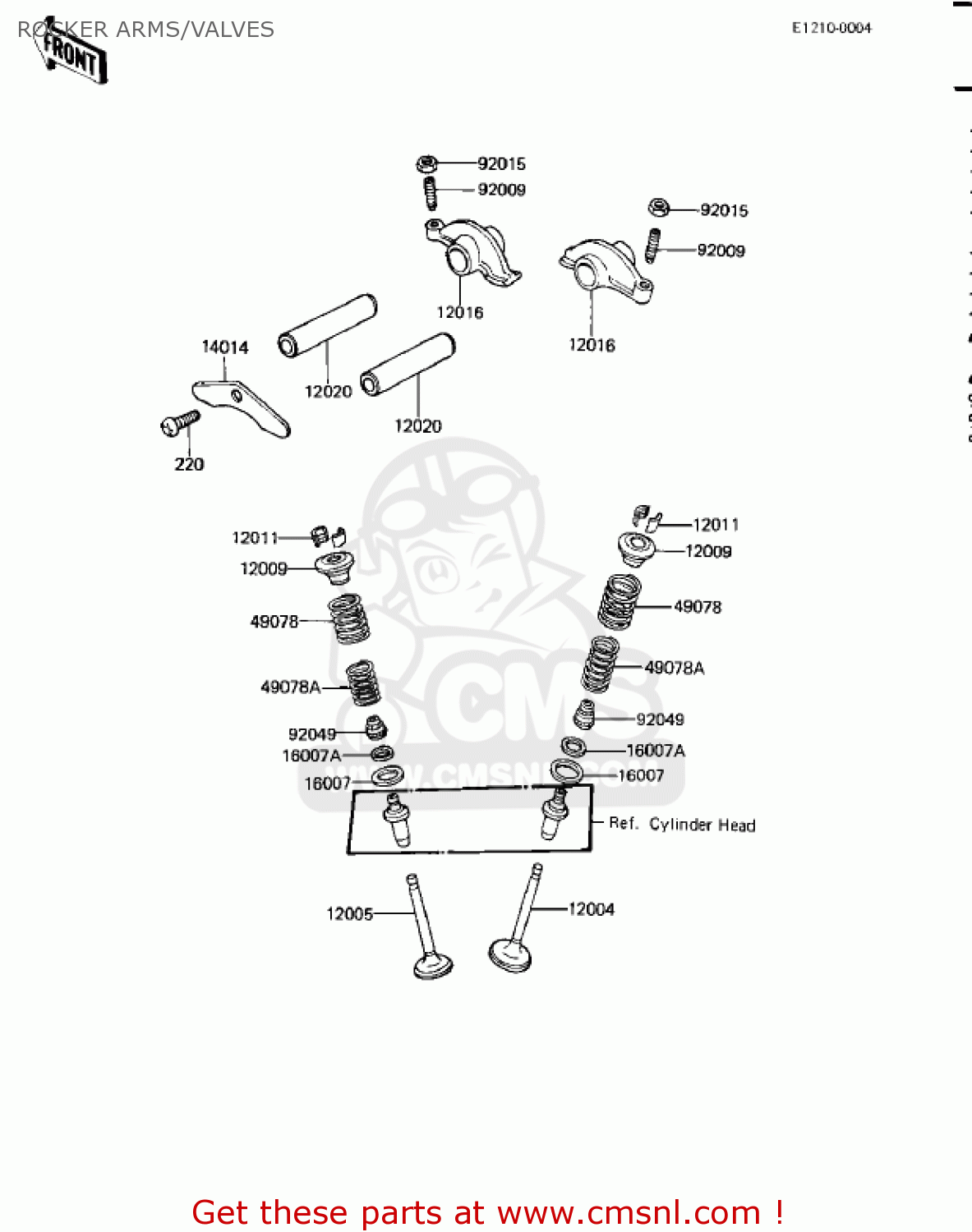 ROCKER ARMS/VALVES KZ250L1 CSR 1982 USA BELT DRIVE