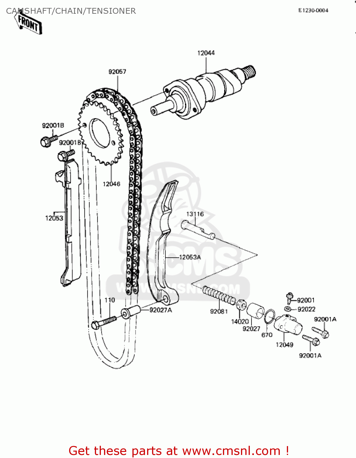 CAMSHAFT/CHAIN/TENSIONER KZ250L1 CSR 1982 USA BELT DRIVE