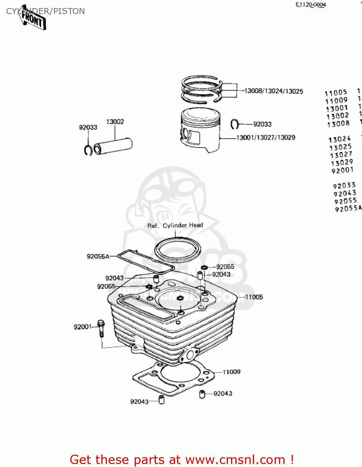 CYLINDER/PISTON KZ250L1 CSR 1982 USA BELT DRIVE