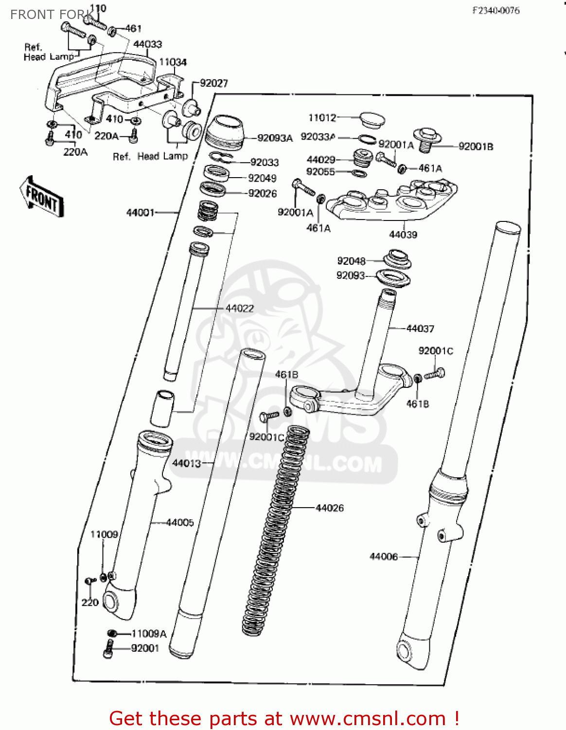 FRONT FORK KZ250L1 CSR 1982 USA BELT DRIVE