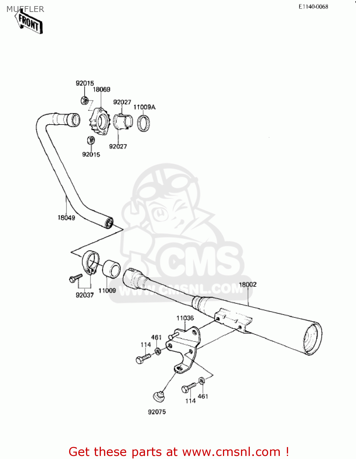 MUFFLER KZ250L1 CSR 1982 USA BELT DRIVE