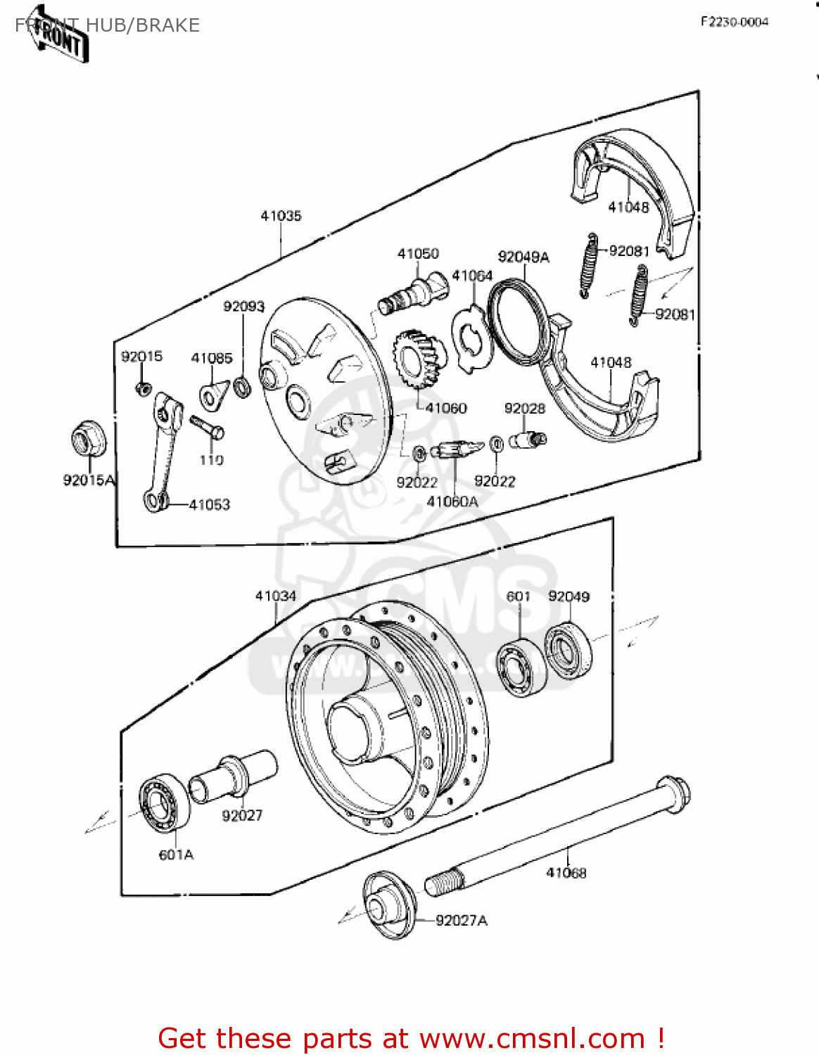 FRONT HUB/BRAKE KZ250L1 CSR 1982 USA BELT DRIVE