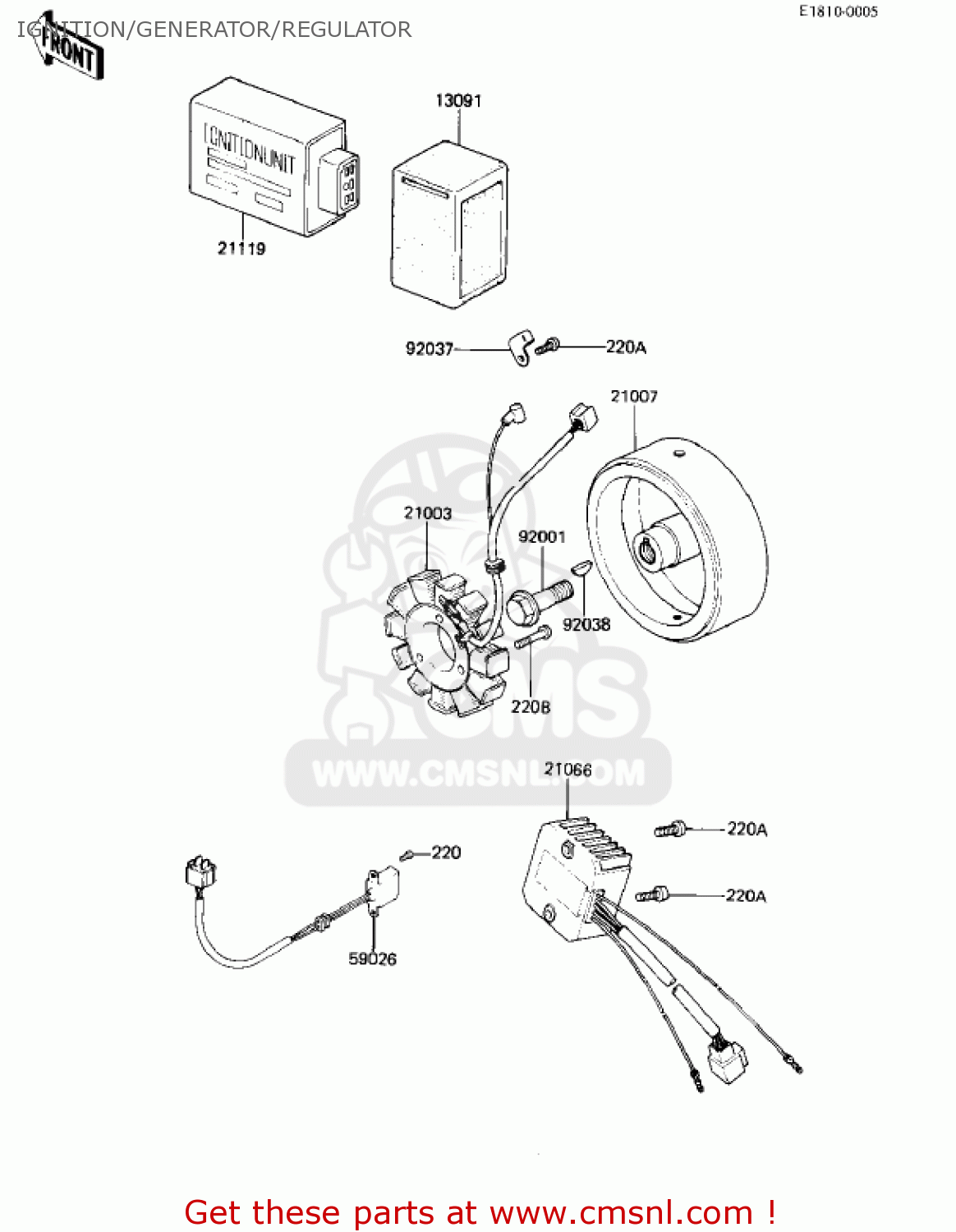 IGNITION/GENERATOR/REGULATOR KZ250L1 CSR 1982 USA BELT DRIVE