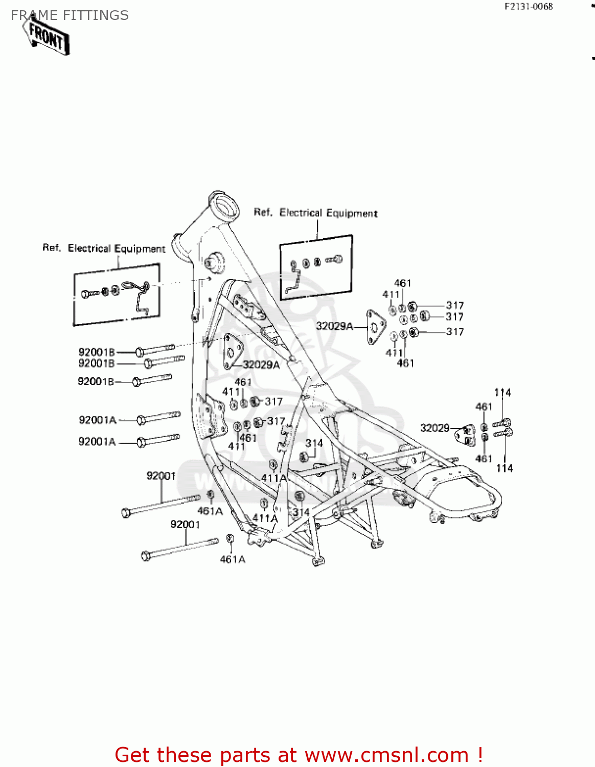 FRAME FITTINGS KZ250L1 CSR 1982 USA BELT DRIVE
