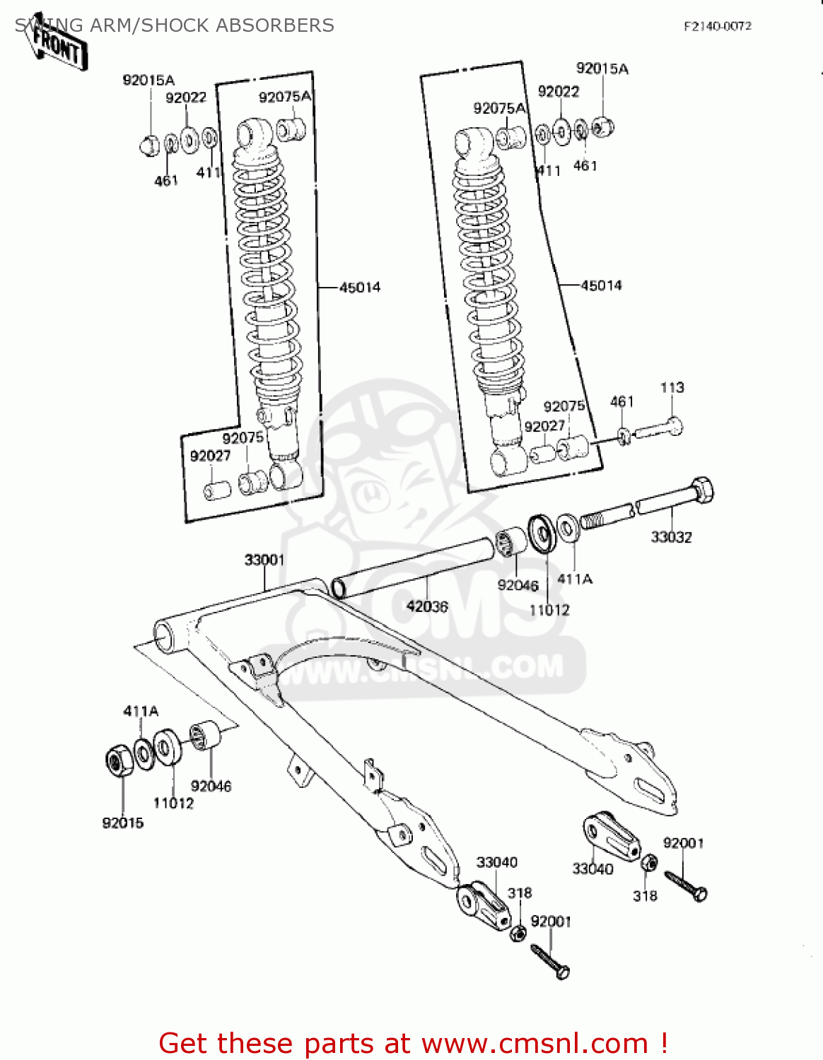 SWING ARM/SHOCK ABSORBERS KZ250L1 CSR 1982 USA BELT DRIVE
