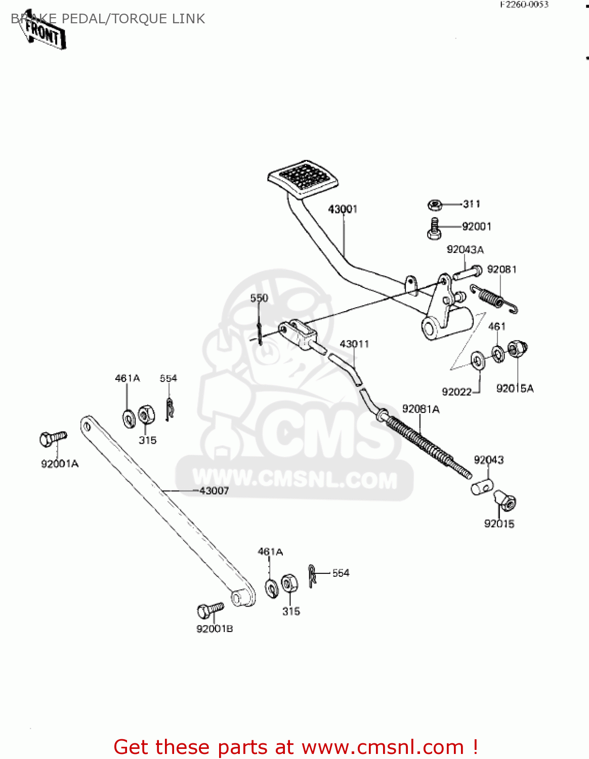 BRAKE PEDAL/TORQUE LINK KZ250L1 CSR 1982 USA BELT DRIVE