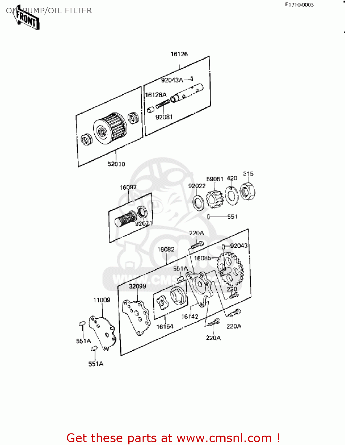 OIL PUMP/OIL FILTER KZ250L1 CSR 1982 USA BELT DRIVE