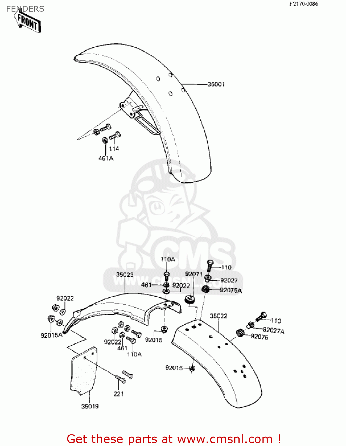 FENDERS KZ250L1 CSR 1982 USA BELT DRIVE