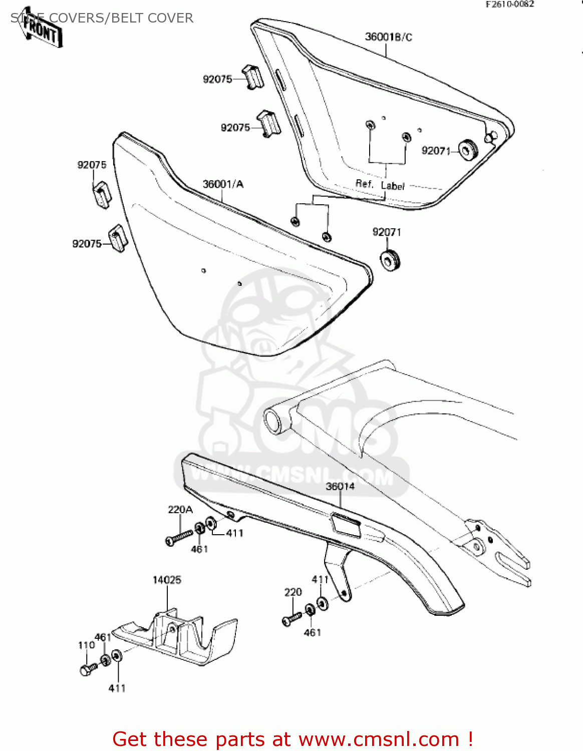 SIDE COVERS/BELT COVER KZ250L1 CSR 1982 USA BELT DRIVE