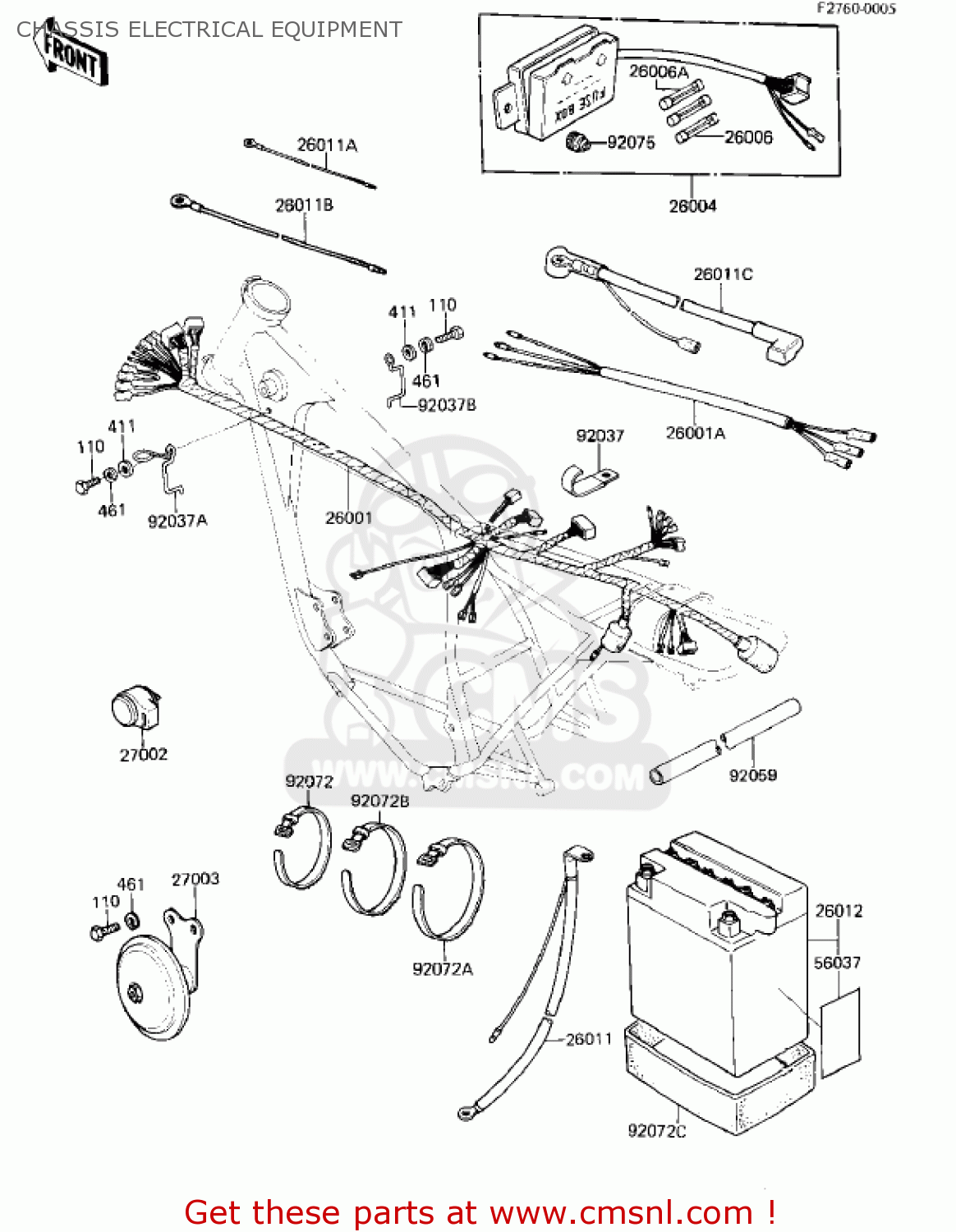 CHASSIS ELECTRICAL EQUIPMENT KZ250L1 CSR 1982 USA BELT DRIVE