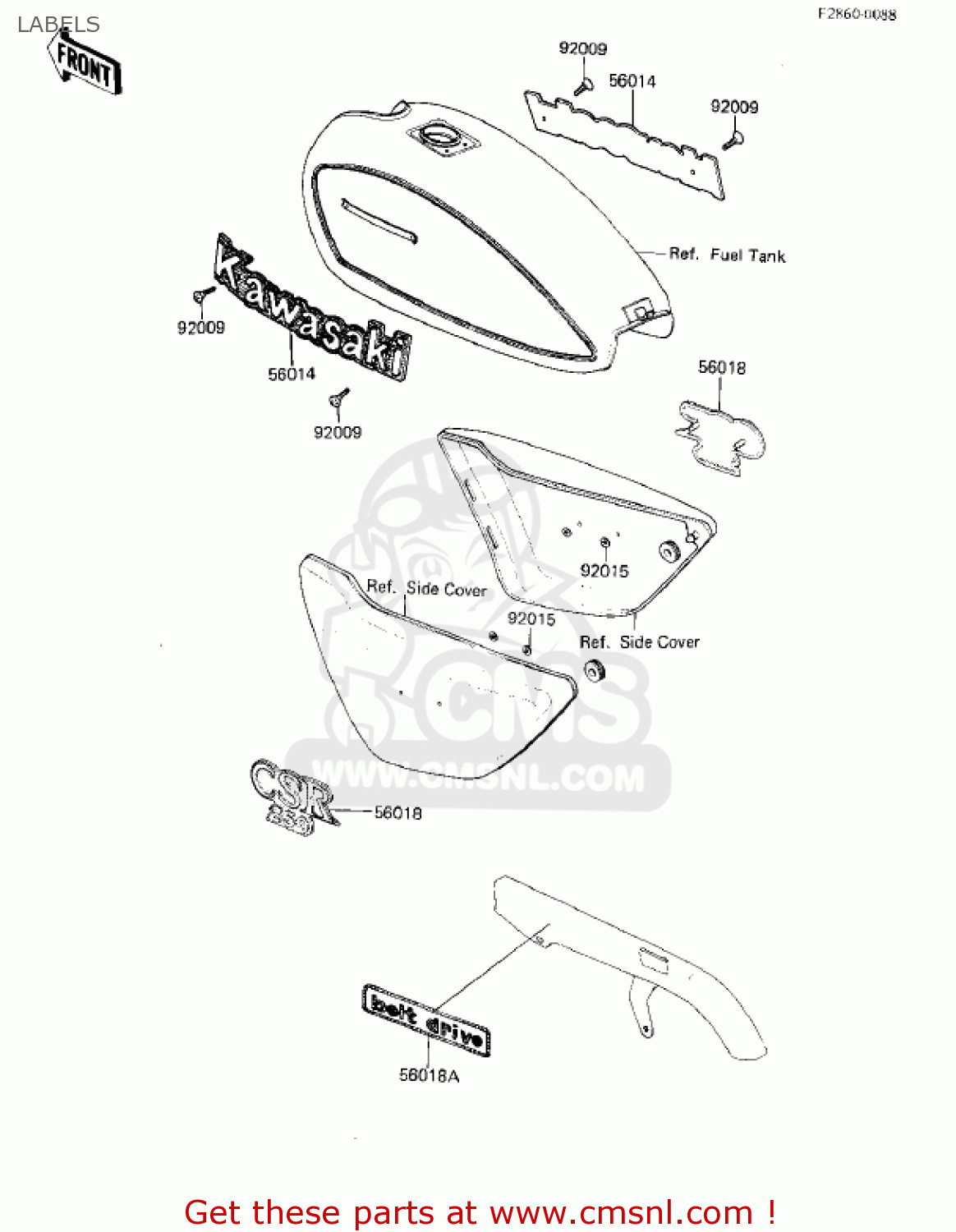 LABELS KZ250L1 CSR 1982 USA BELT DRIVE