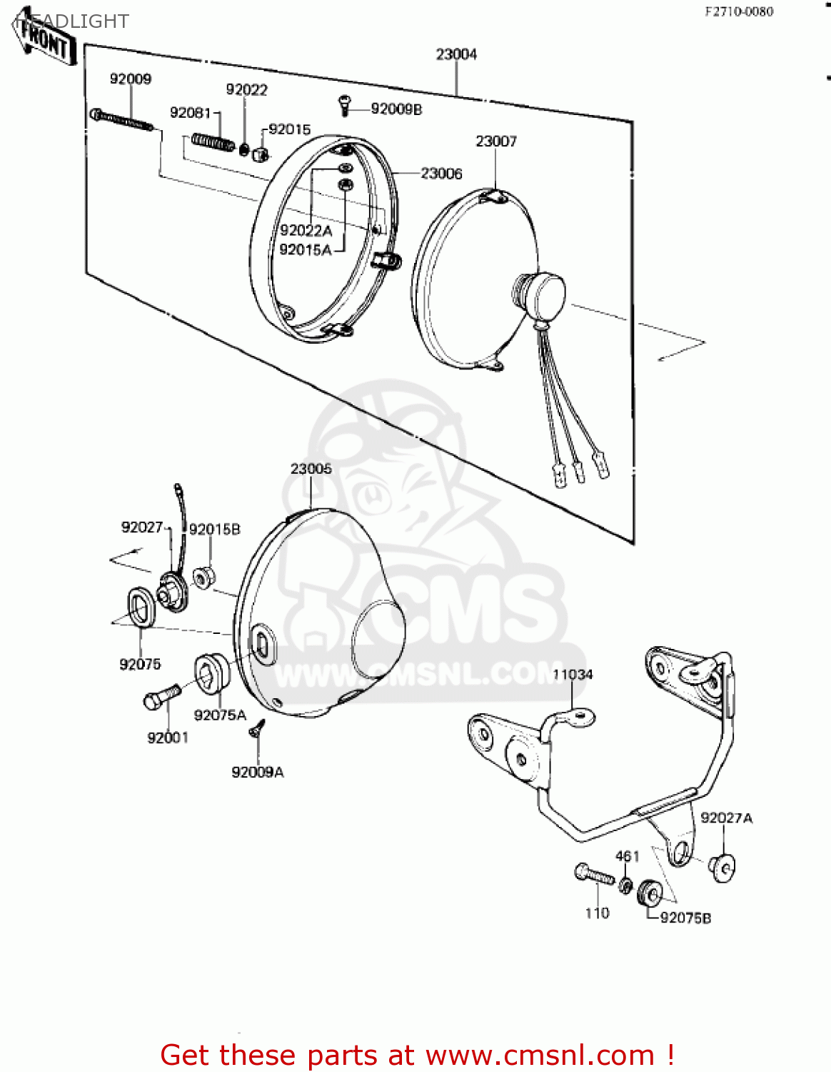 HEADLIGHT KZ250L1 CSR 1982 USA BELT DRIVE