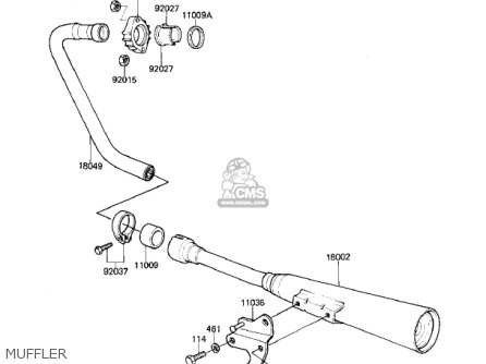 MUFFLER - KZ250L1 CSR 1982 USA BELT DRIVE