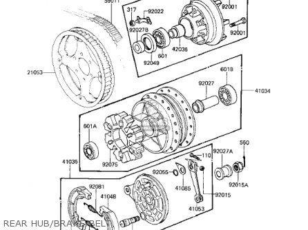 REAR HUB/BRAKE/BELT - KZ250L1 CSR 1982 USA BELT DRIVE