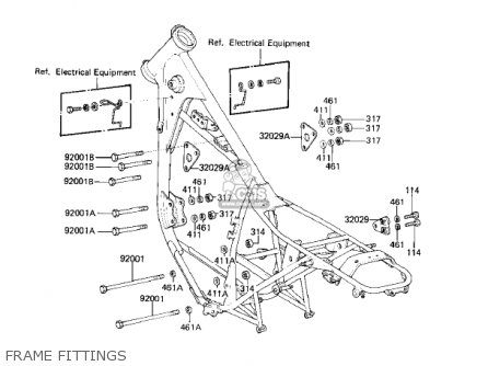 FRAME FITTINGS - KZ250L1 CSR 1982 USA BELT DRIVE
