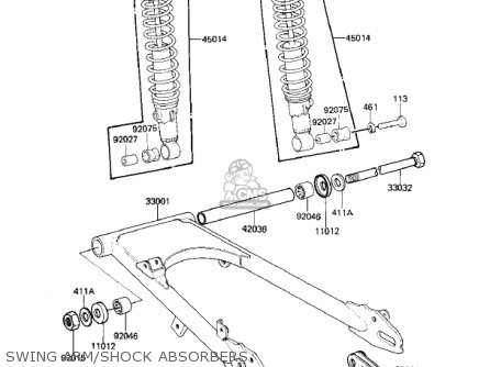 SWING ARM/SHOCK ABSORBERS - KZ250L1 CSR 1982 USA BELT DRIVE