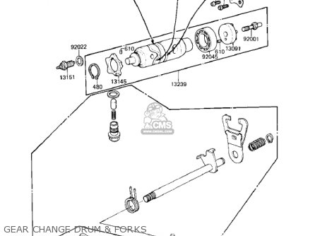 GEAR CHANGE DRUM & FORKS - KZ250L1 CSR 1982 USA BELT DRIVE