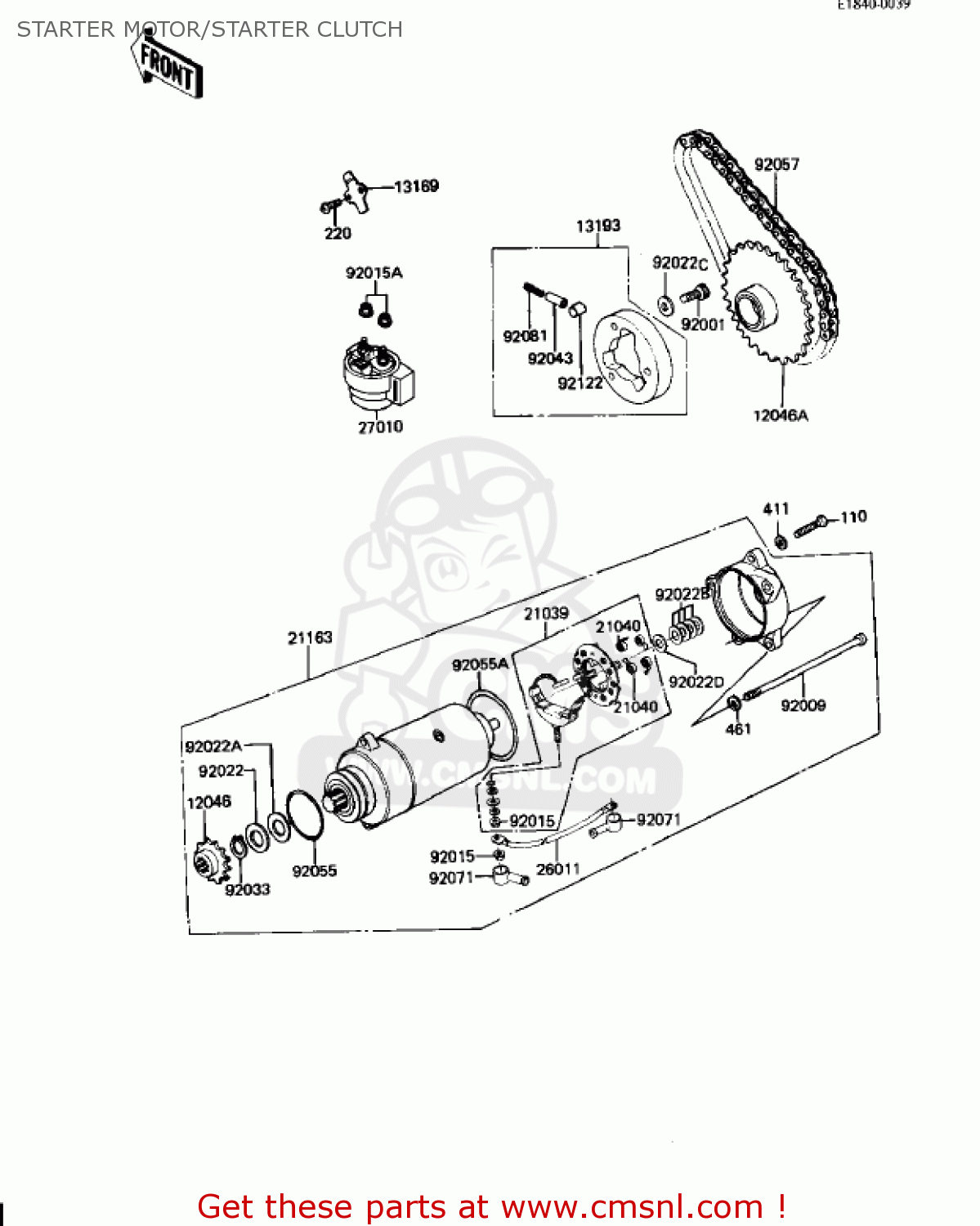 Kawasaki KZ250W1 LTD 1983 USA CANADA BELT DRIVE STARTER MOTOR/STARTER