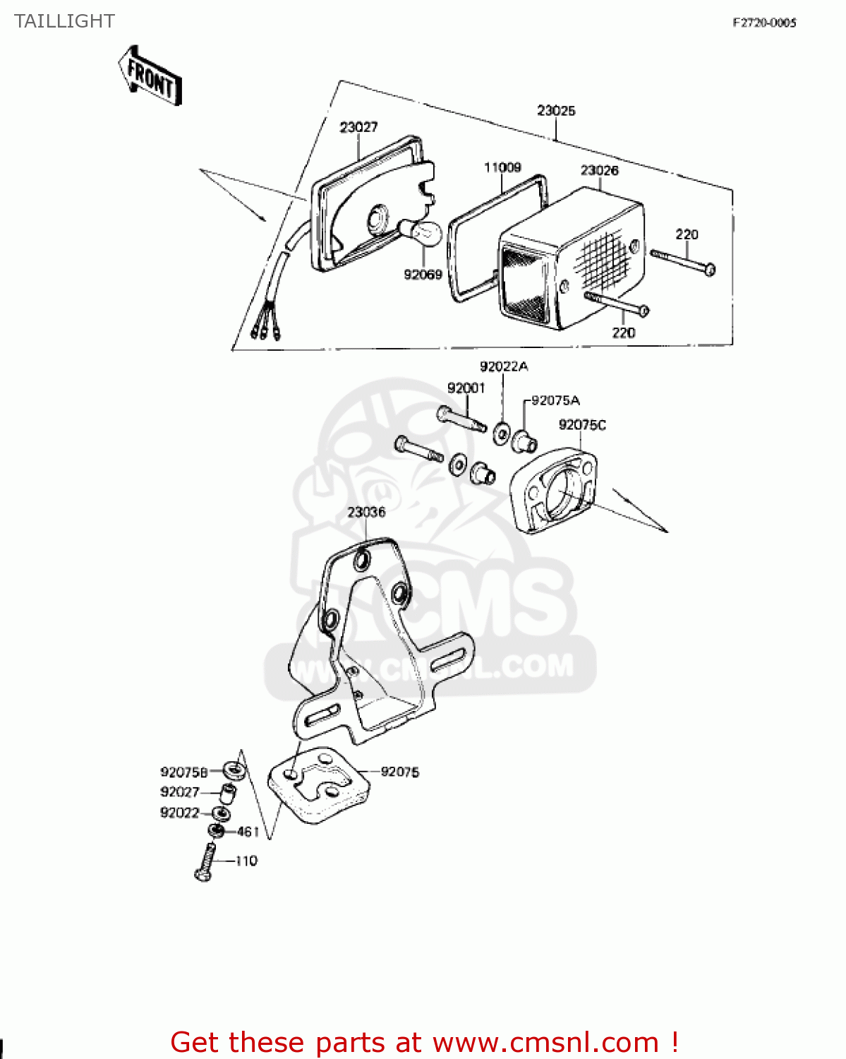 TAILLIGHT KZ250W1 LTD 1983 USA CANADA BELT DRIVE
