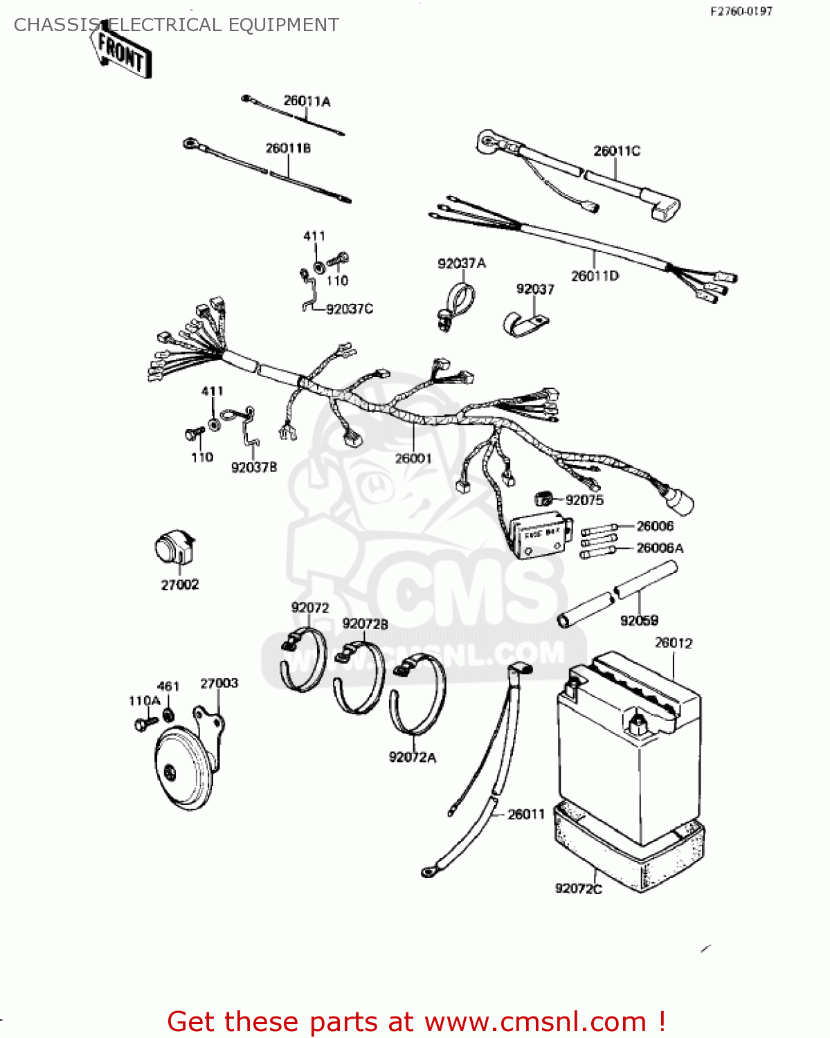 CHASSIS ELECTRICAL EQUIPMENT KZ250W1 LTD 1983 USA CANADA BELT DRIVE