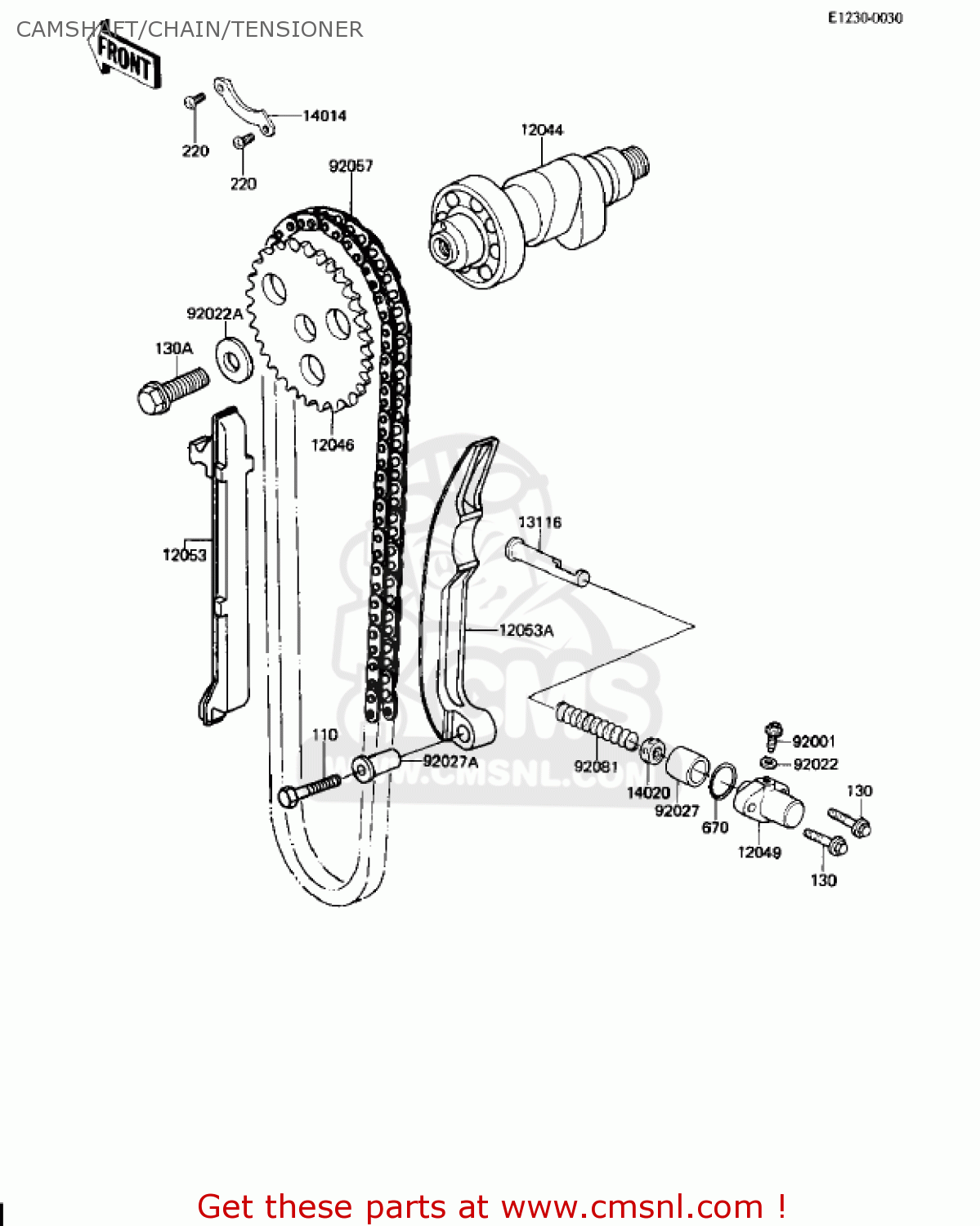 CAMSHAFT/CHAIN/TENSIONER KZ250W1 LTD 1983 USA CANADA BELT DRIVE