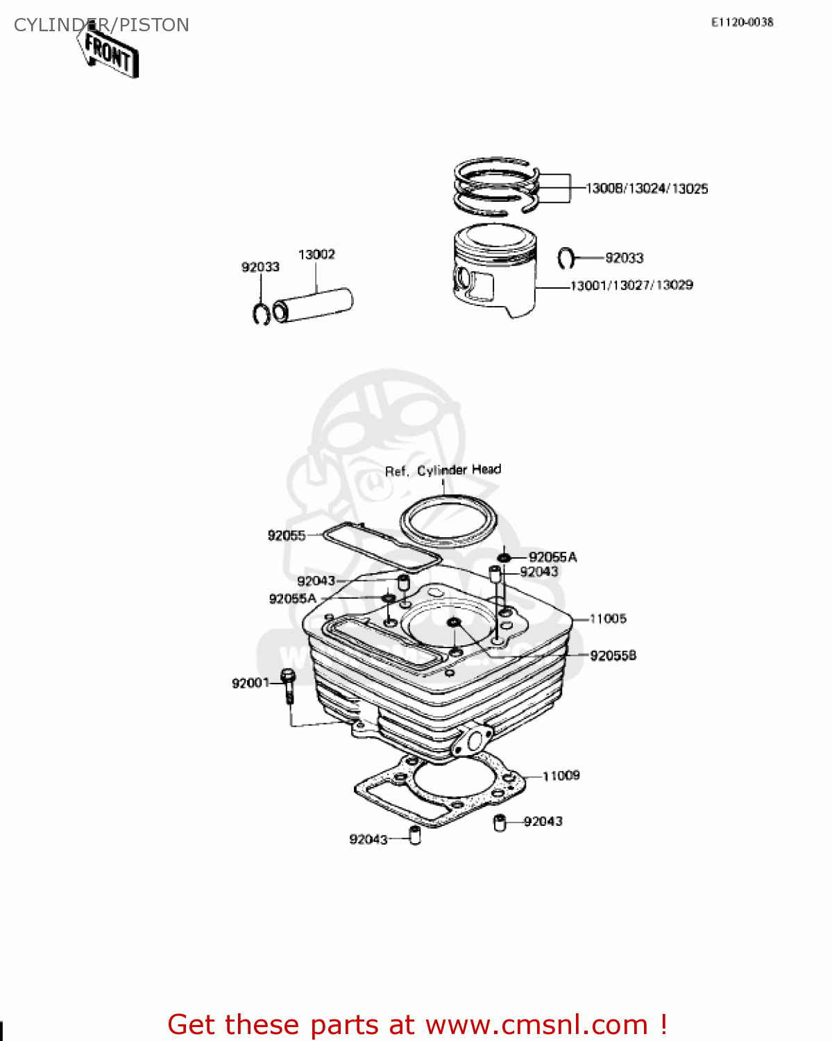 CYLINDER/PISTON KZ250W1 LTD 1983 USA CANADA BELT DRIVE