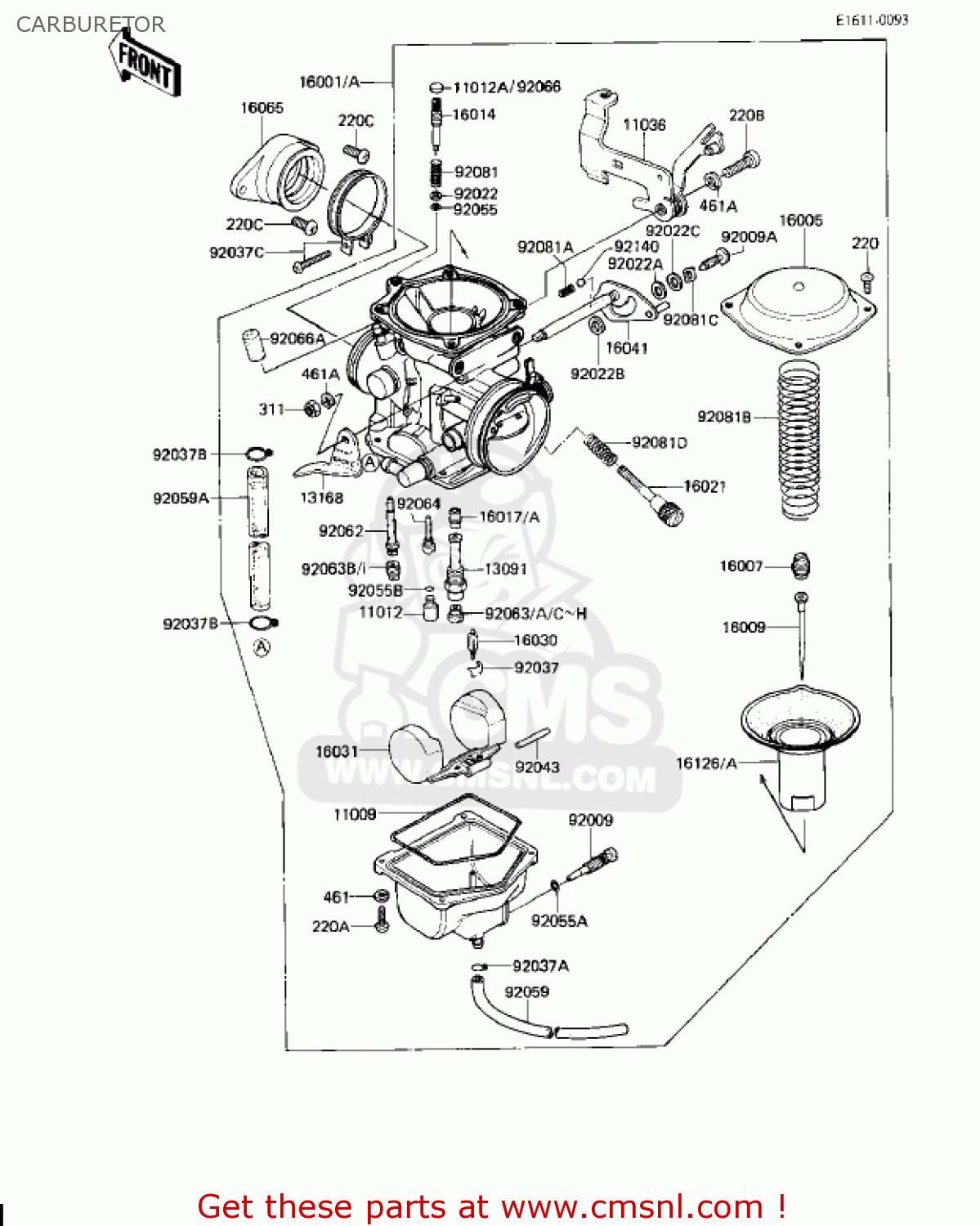 CARBURETOR KZ250W1 LTD 1983 USA CANADA BELT DRIVE
