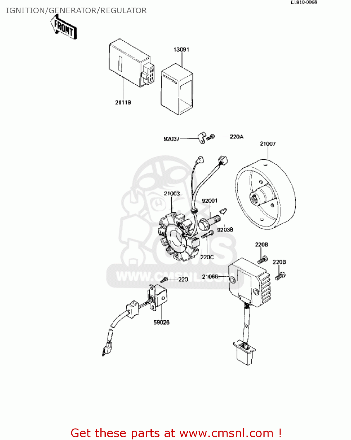 IGNITION/GENERATOR/REGULATOR KZ250W1 LTD 1983 USA CANADA BELT DRIVE
