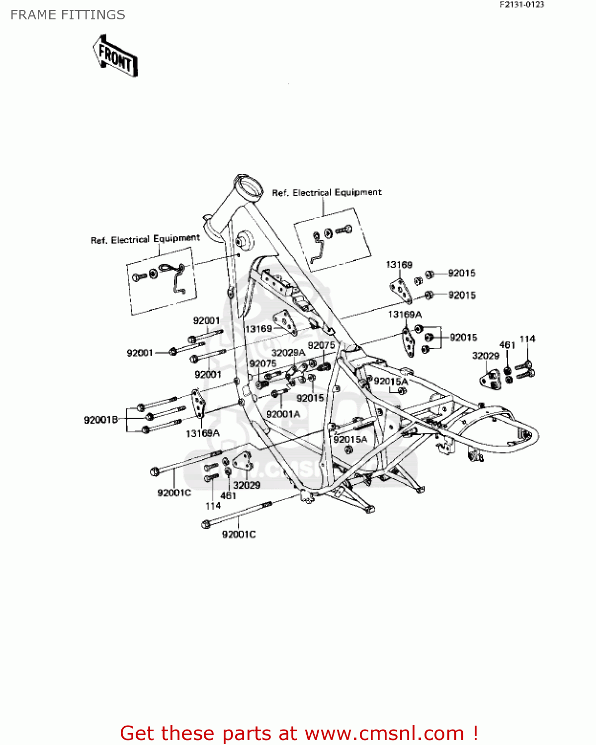FRAME FITTINGS KZ250W1 LTD 1983 USA CANADA BELT DRIVE