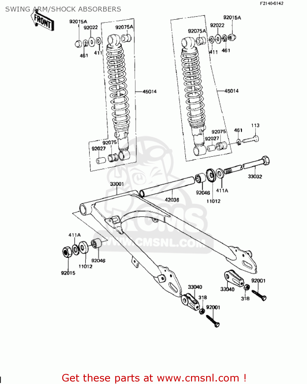 SWING ARM/SHOCK ABSORBERS KZ250W1 LTD 1983 USA CANADA BELT DRIVE