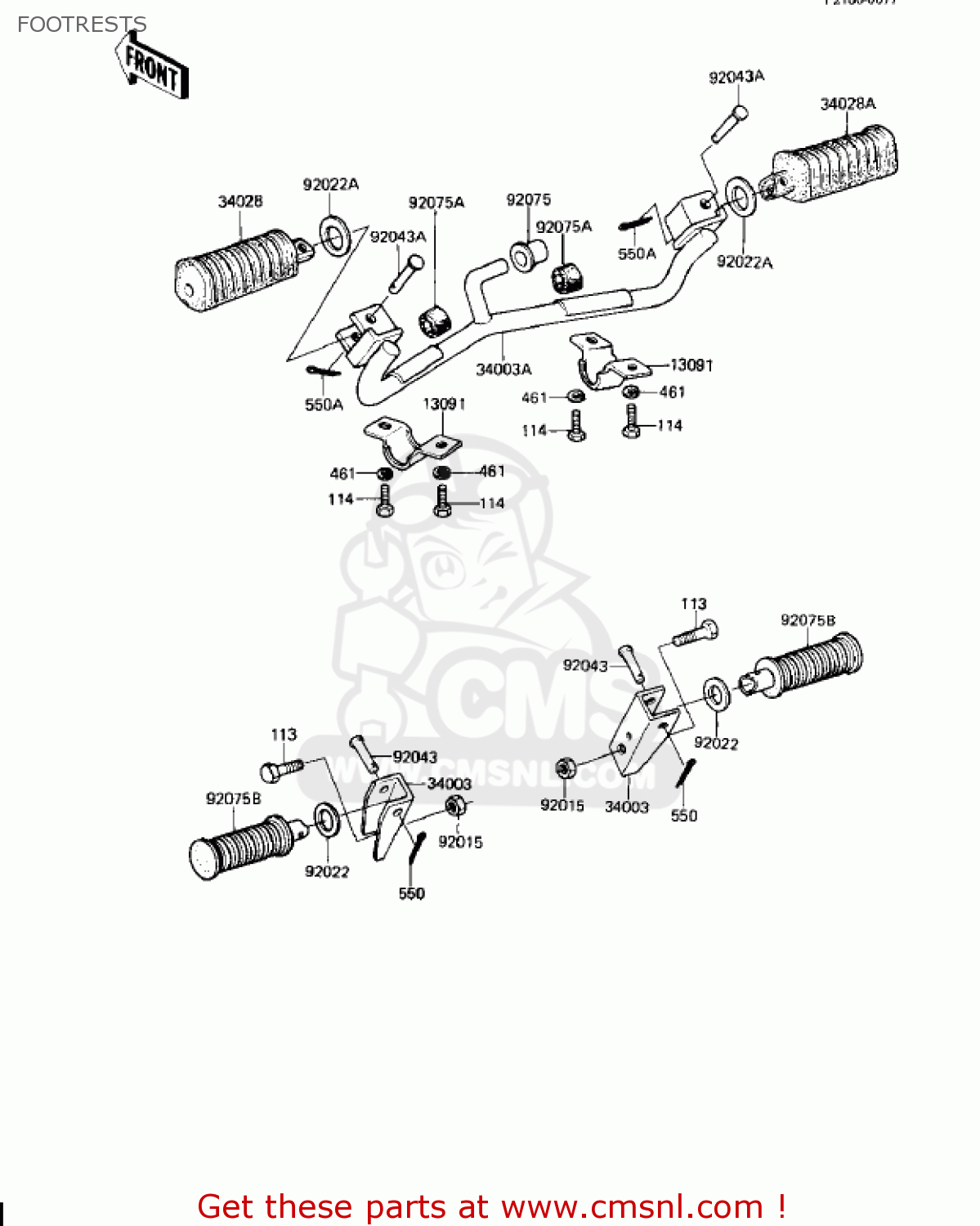 FOOTRESTS KZ250W1 LTD 1983 USA CANADA BELT DRIVE
