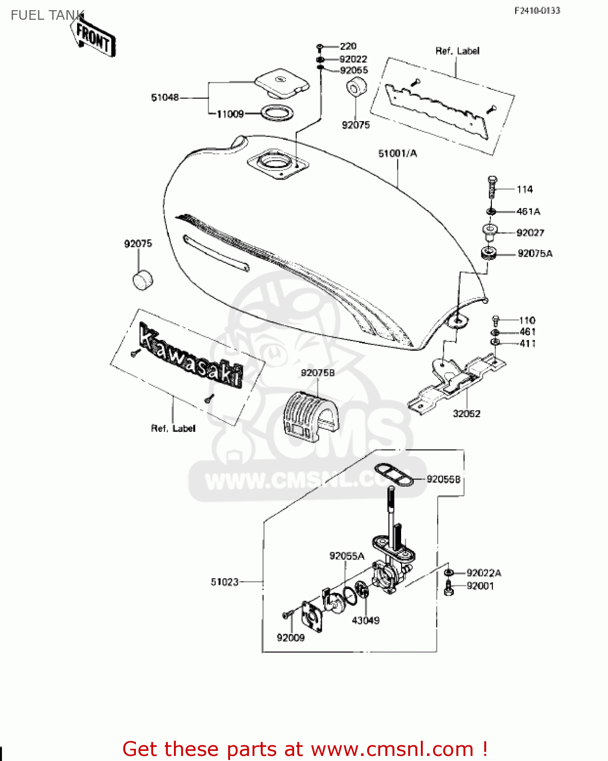 FUEL TANK KZ250W1 LTD 1983 USA CANADA BELT DRIVE