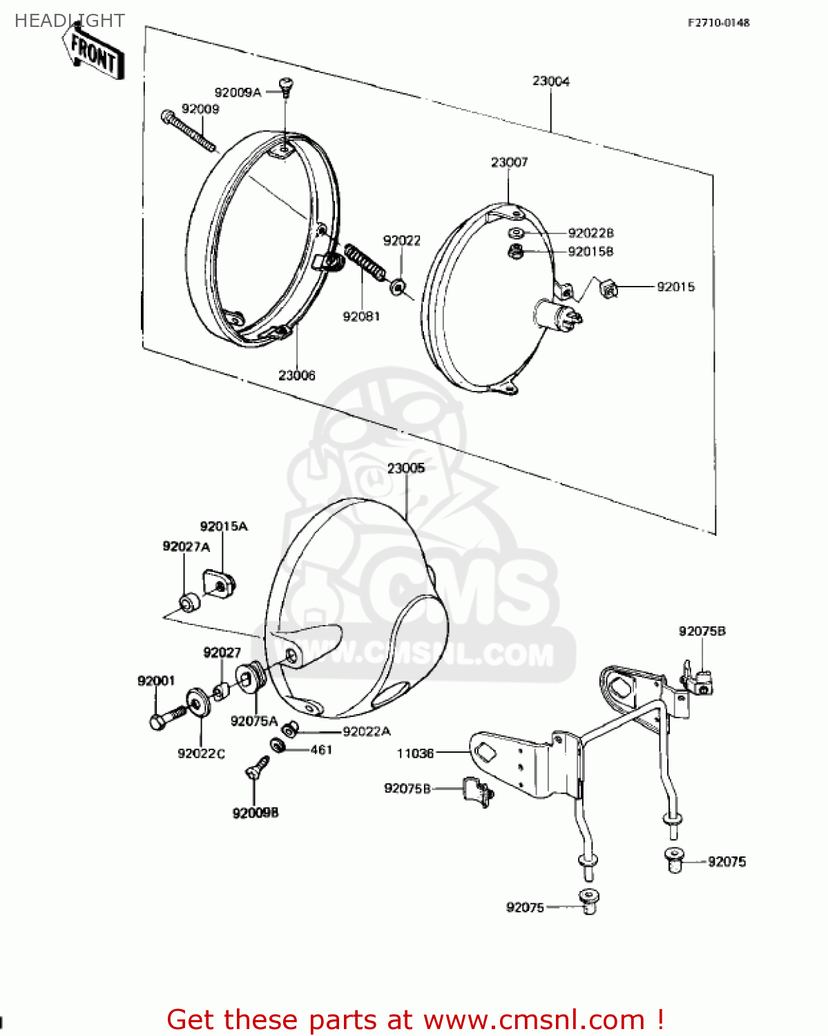 HEADLIGHT KZ250W1 LTD 1983 USA CANADA BELT DRIVE