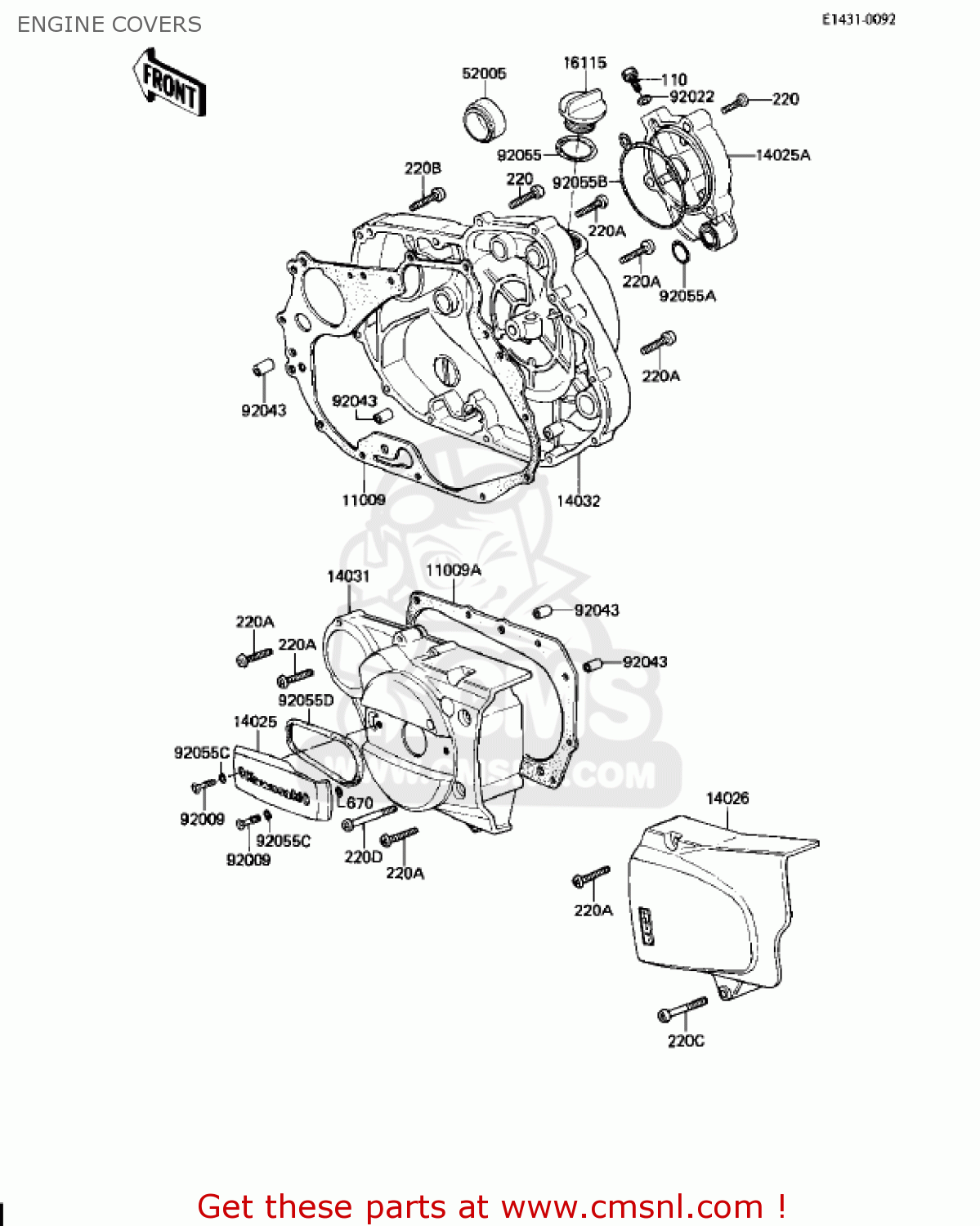 ENGINE COVERS KZ250W1 LTD 1983 USA CANADA BELT DRIVE