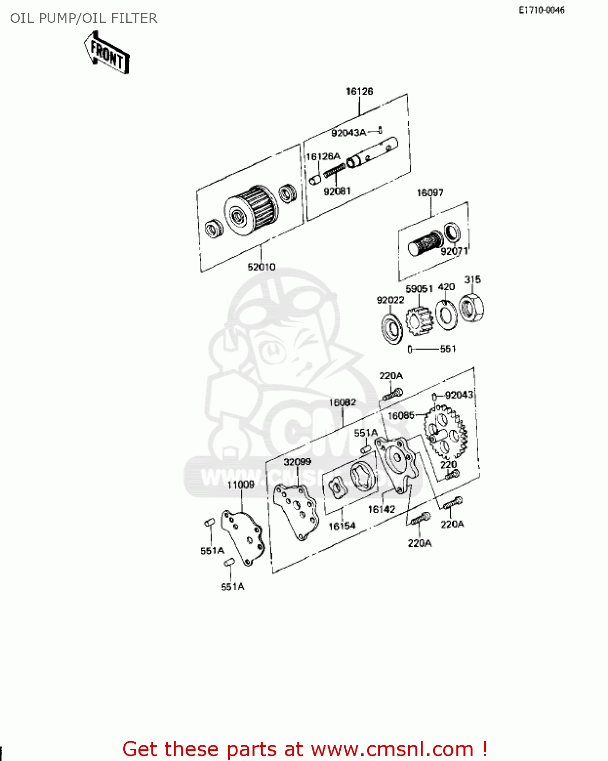 OIL PUMP/OIL FILTER KZ250W1 LTD 1983 USA CANADA BELT DRIVE