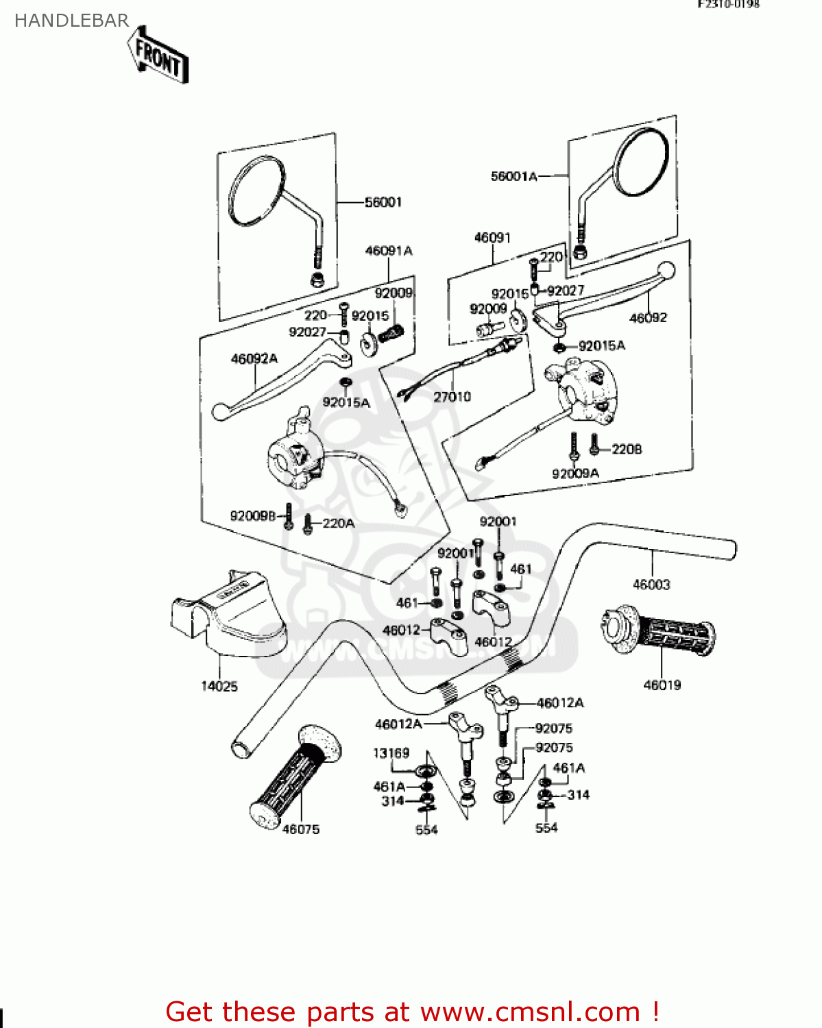 HANDLEBAR KZ250W1 LTD 1983 USA CANADA BELT DRIVE