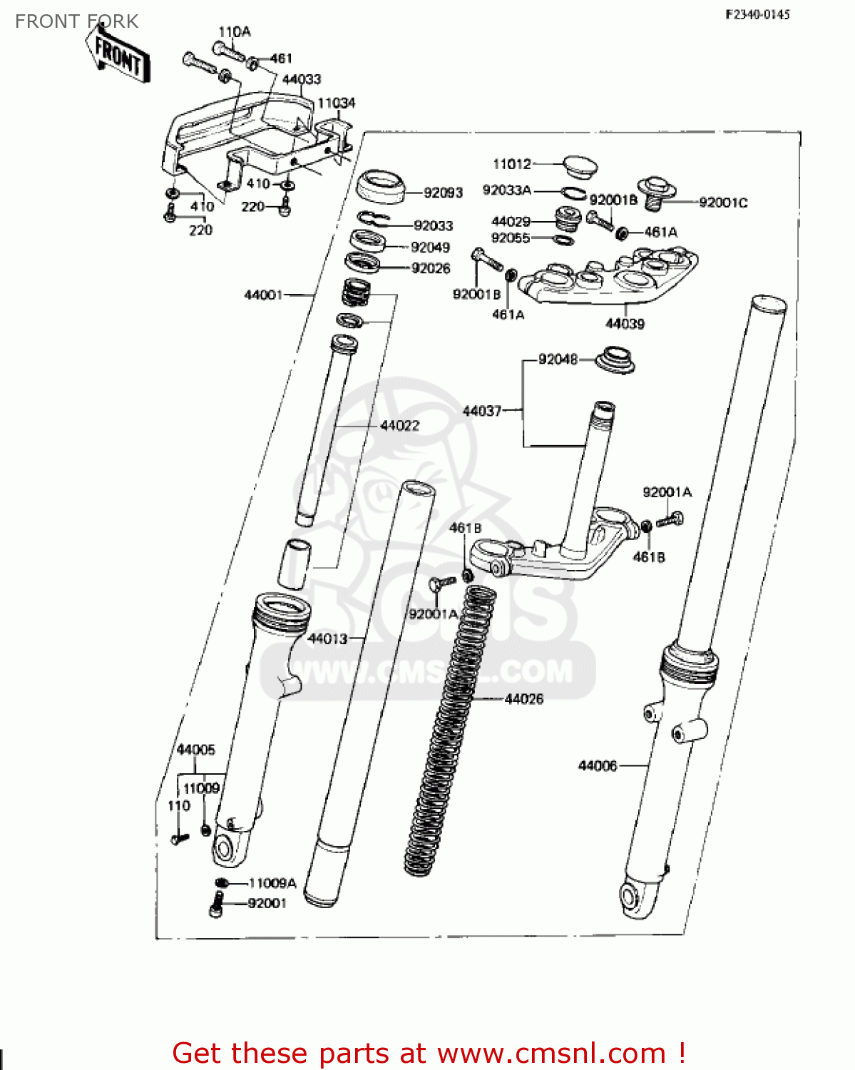 FRONT FORK KZ250W1 LTD 1983 USA CANADA BELT DRIVE